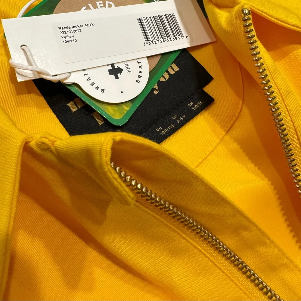 Mini Rodini Yellow Kids Jacket with Panda Patch